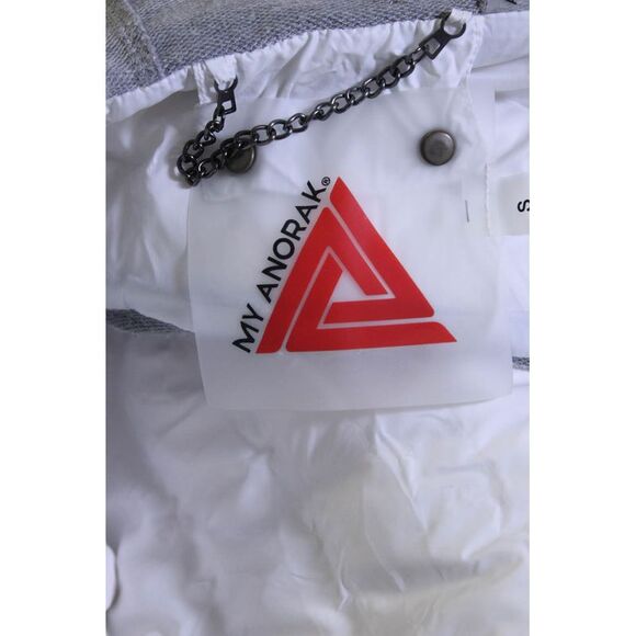 Anorak Womens Colorblock Short Sleeved Hooded Puffer Vest White Gray Size S - Picture 4 of 6